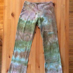 OmMade Flared Tie Dye Yoga Pants Green Blue Brown